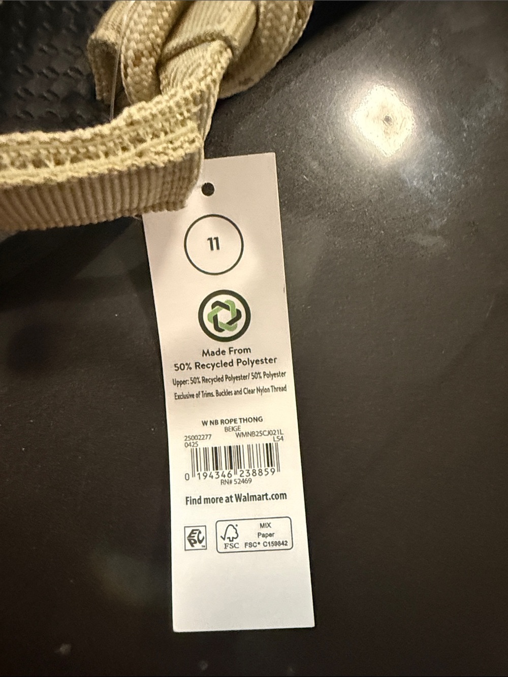 Beige Rope Thong Sandal - Sustainable Polyester